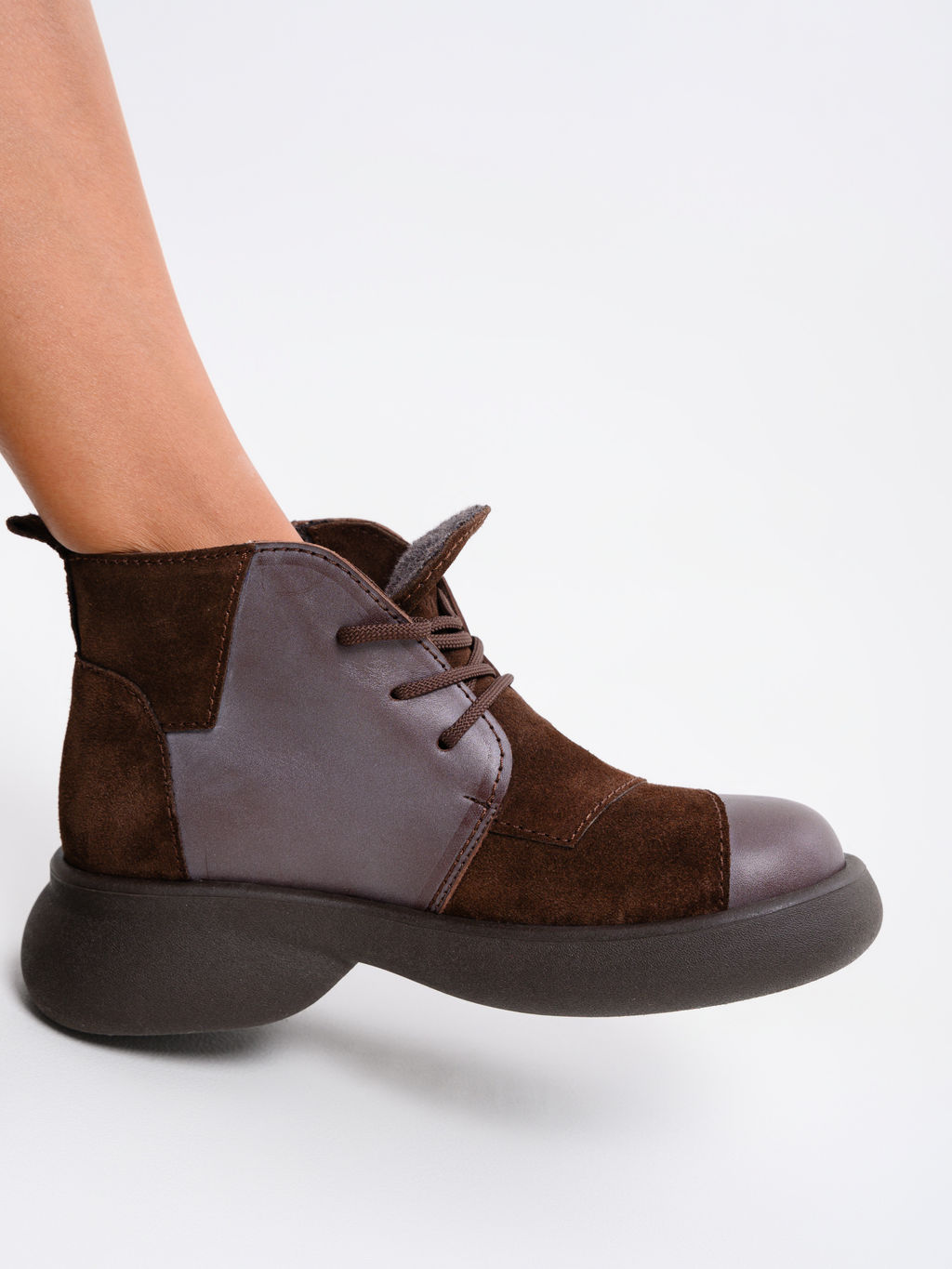 Ботинки EDART 305.927br. Вакса коричневая+корич замша/шерсть фото 8