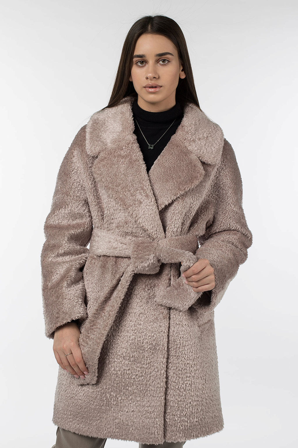 02-3077 Пальто женское утепленное (пояс) - El podio фото 7