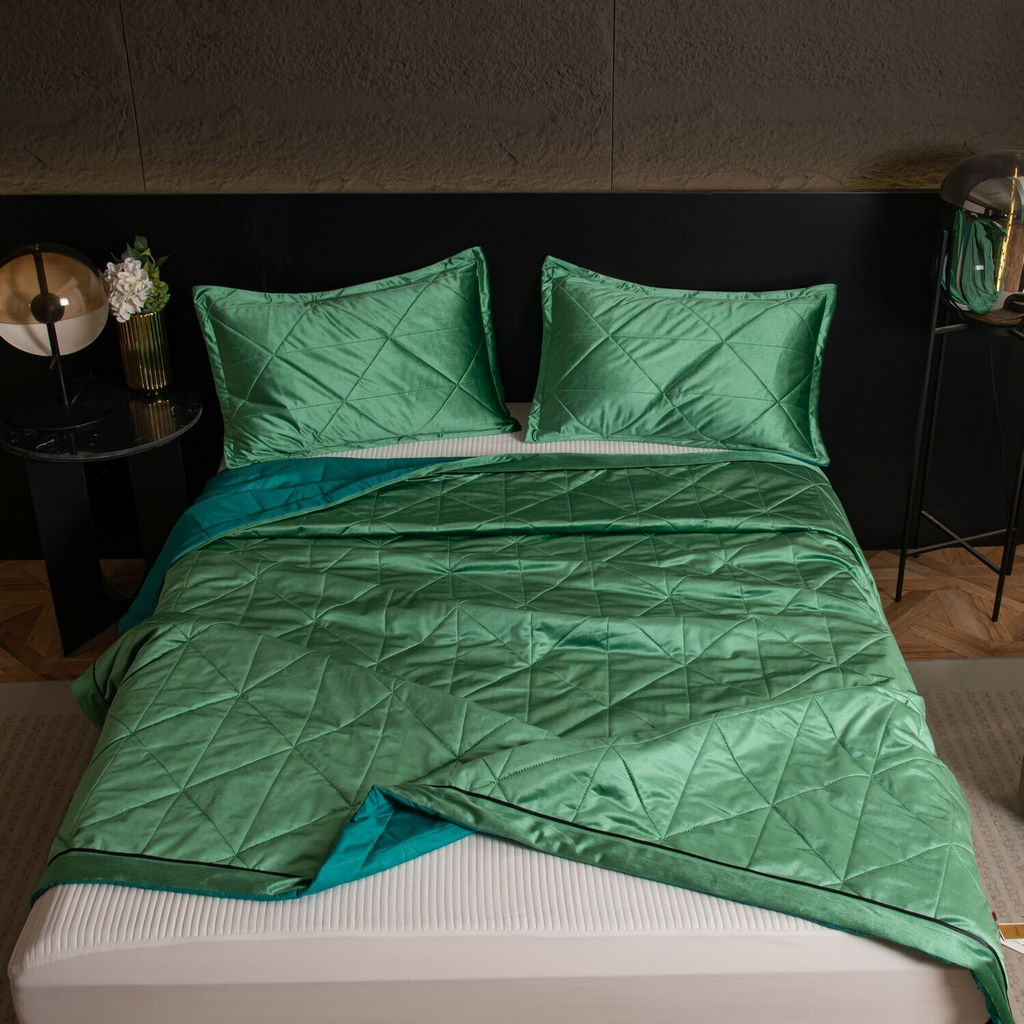 Велюровое покрывало в клетку и две наволочки OVL049 160*220/50-70 1 шт - Ситрейд фото 3