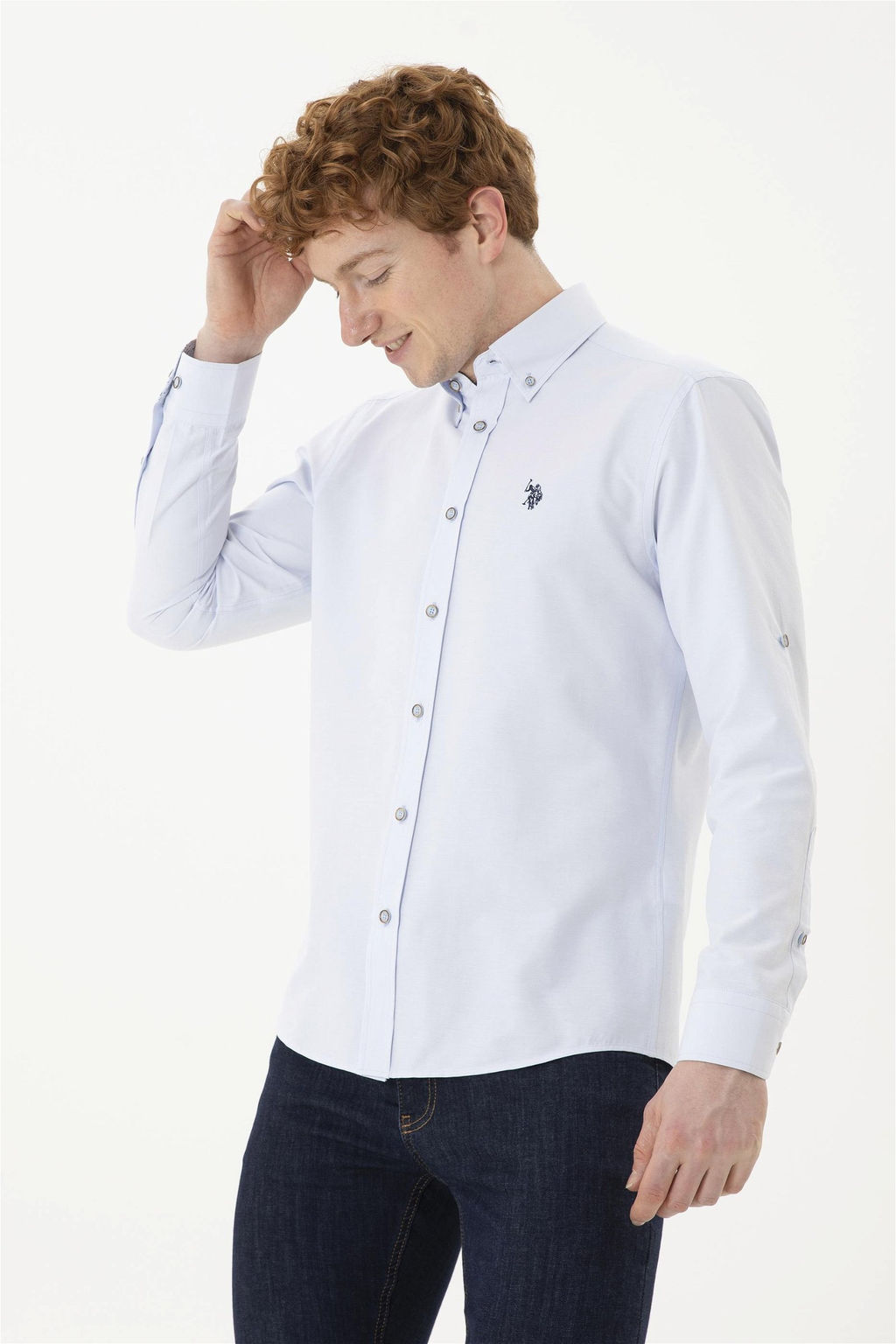 Мужская голубая рубашка с длинным рукавом - U.s. polo assn фото 3