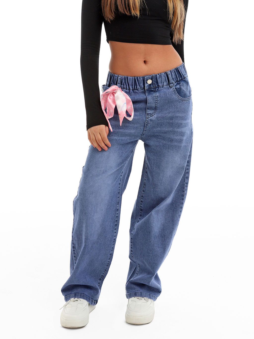 Джинсы-багги для девочек - Синий мир фото 4
