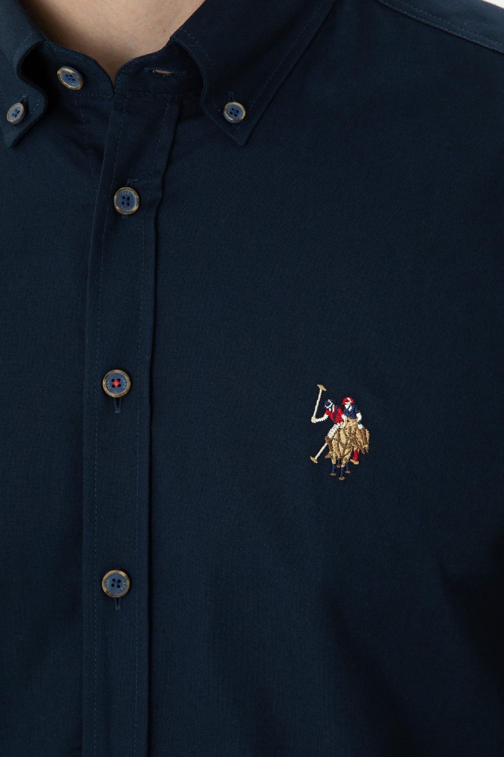 U. S. Polo Assn / Мужская темно-синяя базовая рубашка с длинным рукавом - U.s. polo assn фото 14