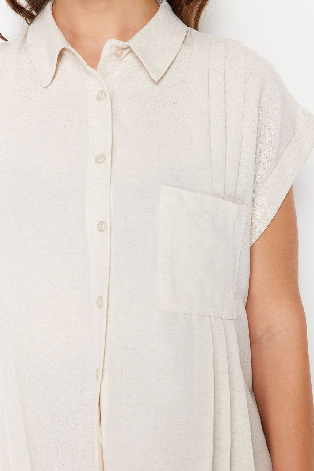 Bej Genis Kal?p Mini Dokuma Plaj Elbisesi TBESS24EL00130 - Trendyolmilla фото 4