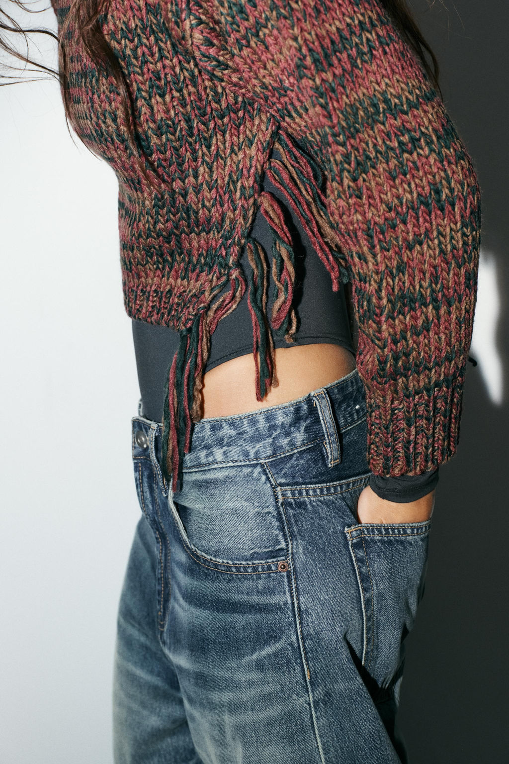 KNIT JUMPER WITH SIDE FRINGES - Zara фото 9