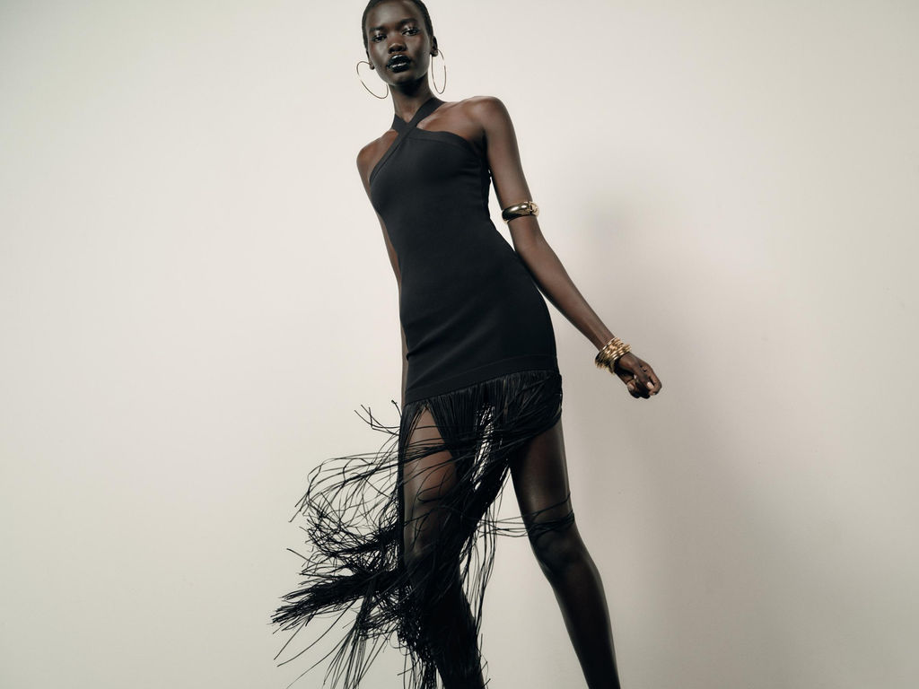 STRETCH LONG DRESS WITH FRINGING - Zara фото 12