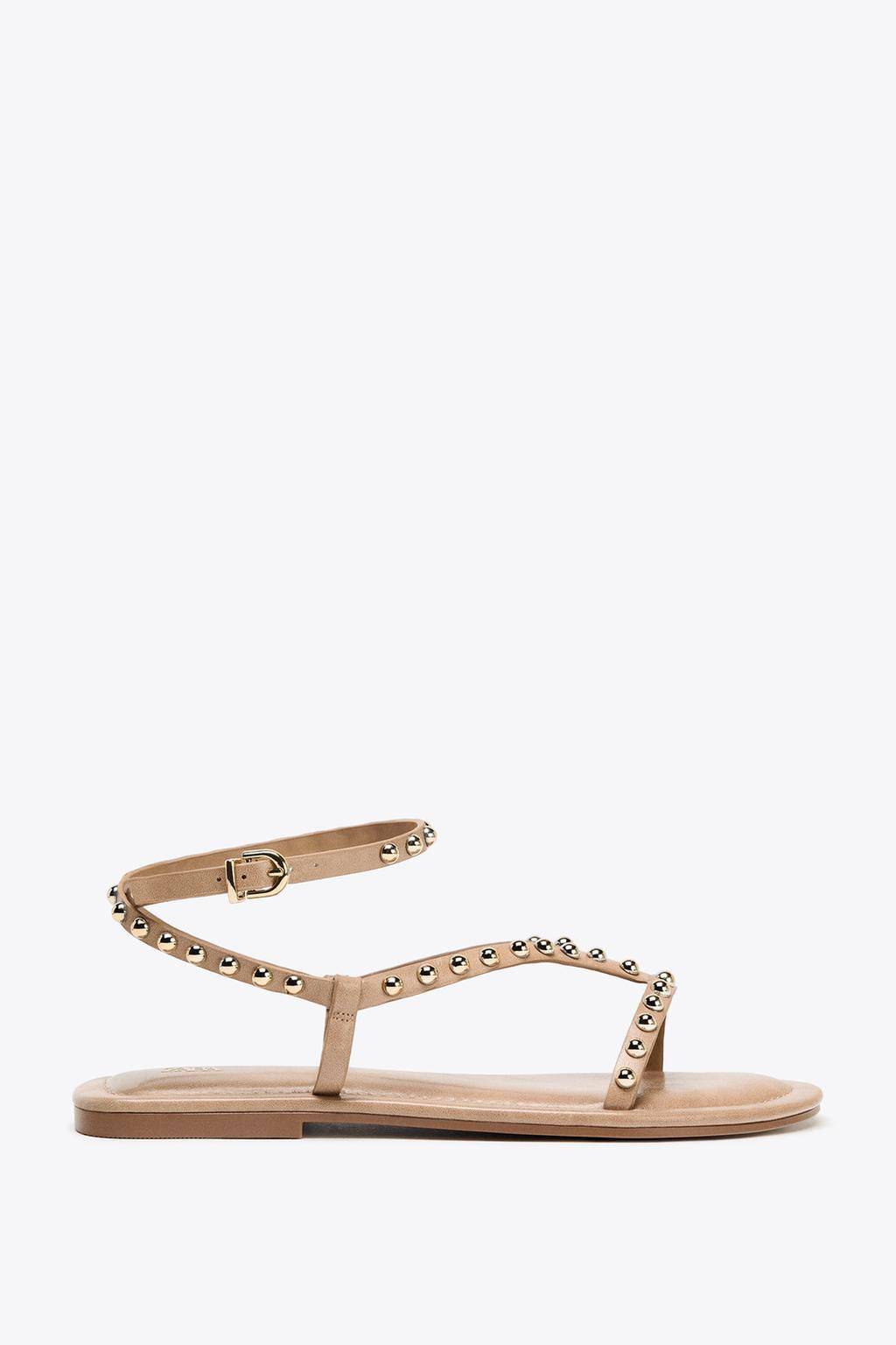 SANDALS WITH METALLIC BEADED STRAPS - Zara фото 6