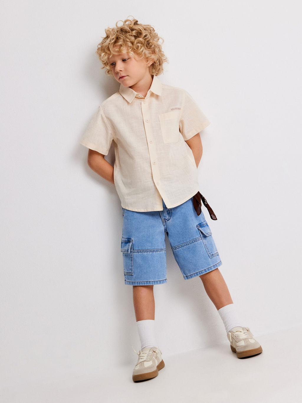 ACOOLA / Сорочка верхняя детская для мальчиков Bonapo светло-бежевый  фото 5