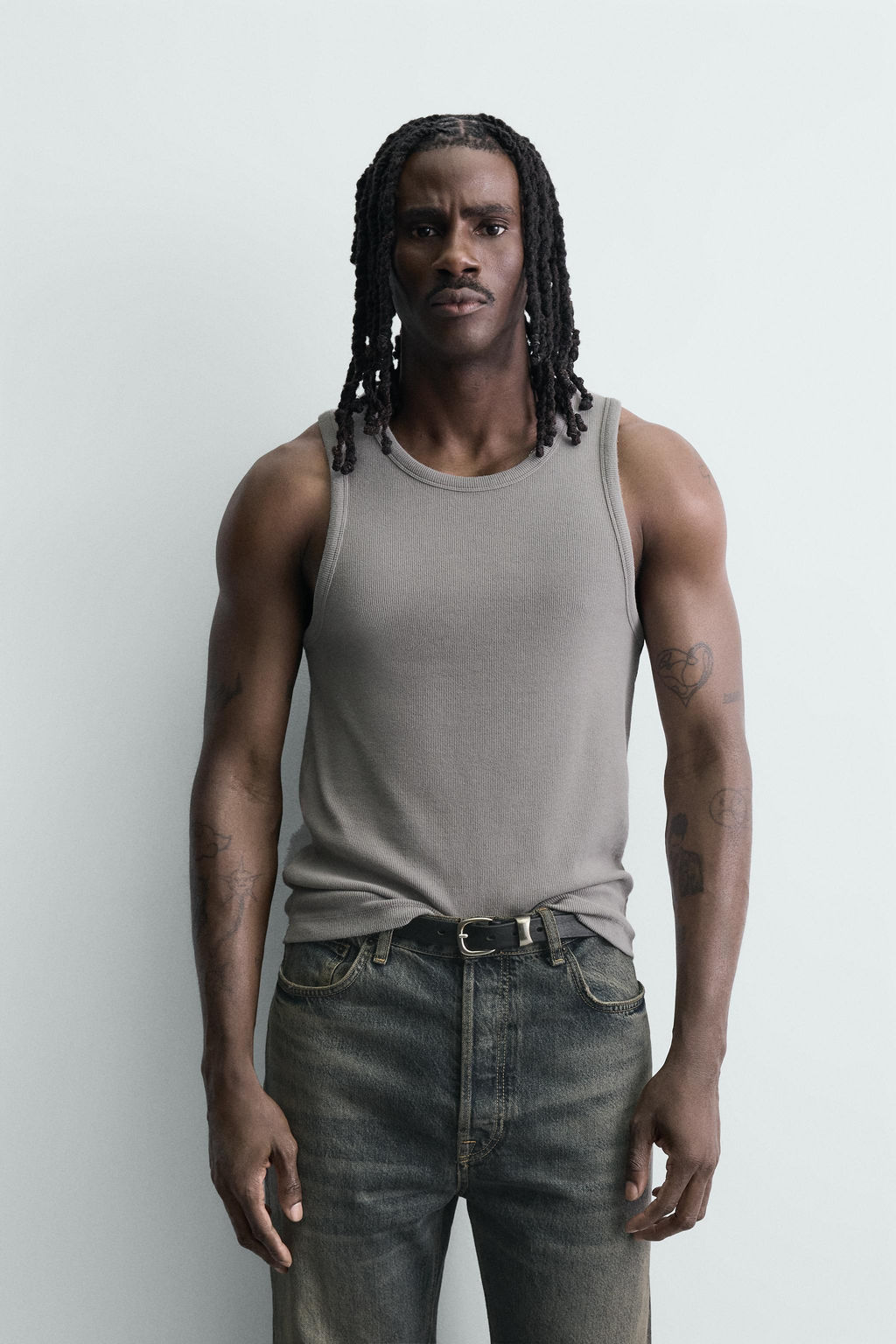 CAMISETA TANK RIB LAVADO / Gris claro - Zara фото 2