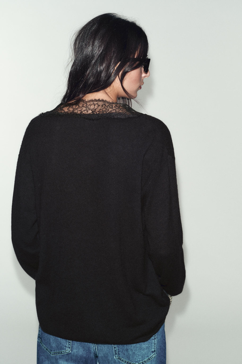 JERSEY CON LANA ENCAJE / Negro - Zara фото 4