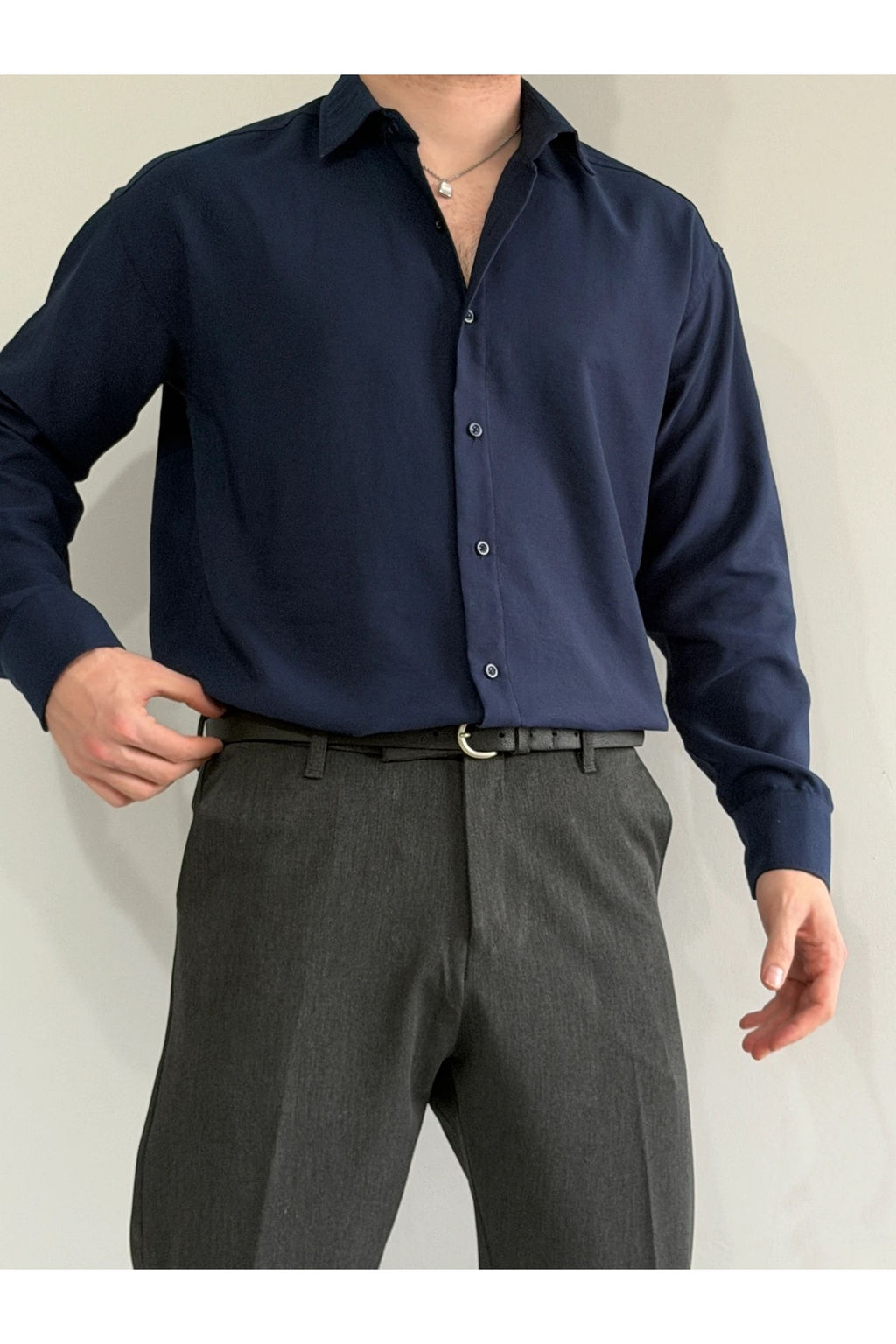 Lacivert Regular Fit Mevsimlik Erkek Gomlek TMNSS26GO00005