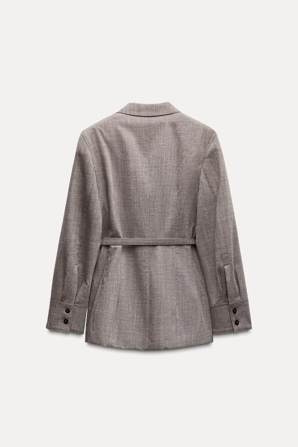 ZW COLLECTION 100% WOOL BELTED BLAZER - Zara фото 5