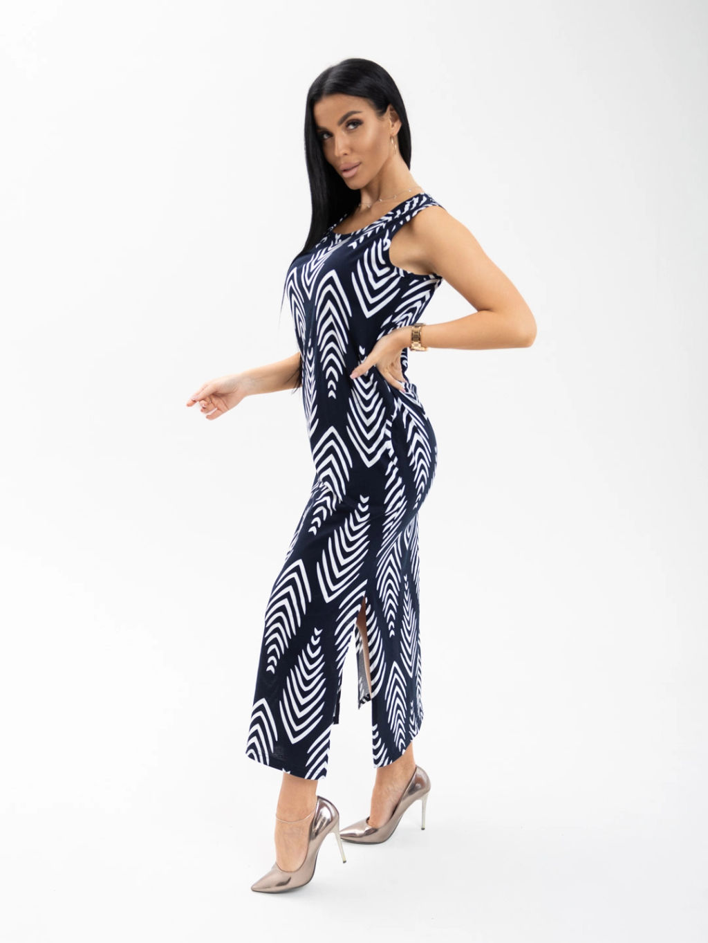 Сарафан женский, цвет синий белый