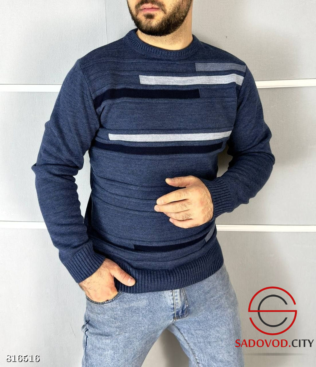 Тёплый свитер мужской с полосками - Bruno фото 5