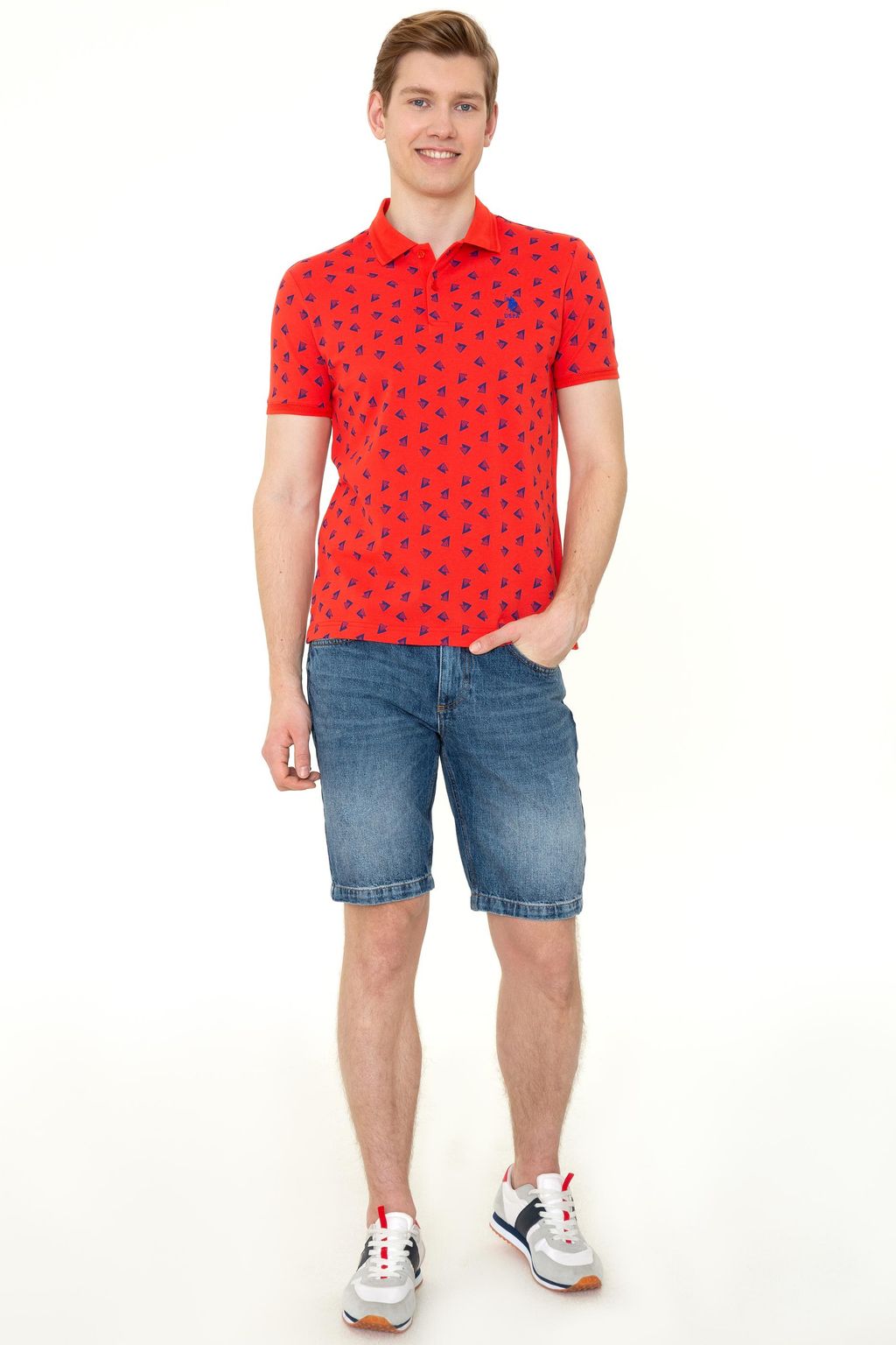 U. S. Polo Assn Мужская красная футболка с воротником-поло - U.s. polo assn фото 5