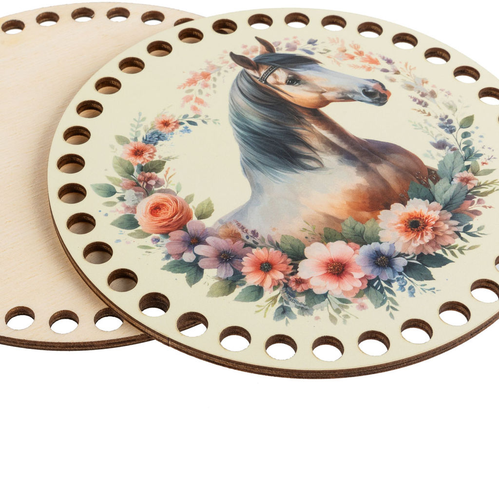 Заготовка для декорирования Love2art ДВ-01 Набор донышек для вязания Глянцевый фанера d 15 см х 0.4 см 2 шт 08 Лошадь фото 5