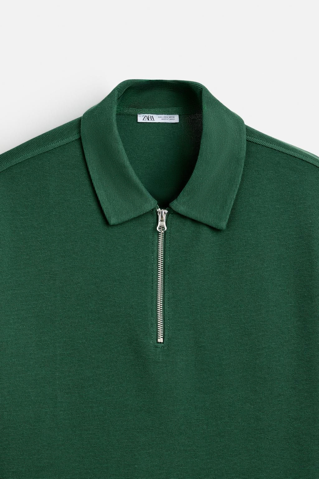 TEXTURED WEAVE POLO SHIRT WITH ZIP - Zara фото 18