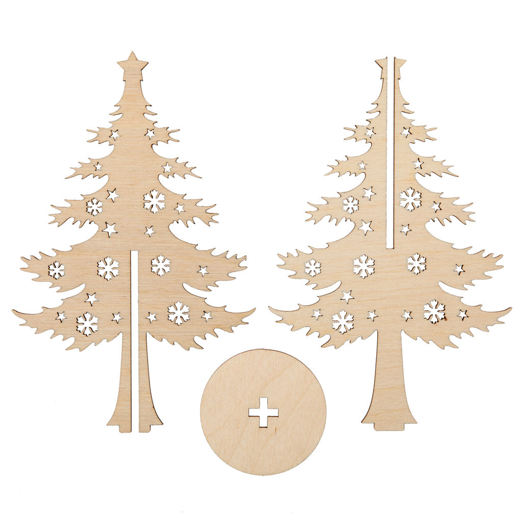 Заготовка для декорирования Mr. Carving КЛ-15 Заготовка на подставке фанера 15 см 01 Ель со звездой