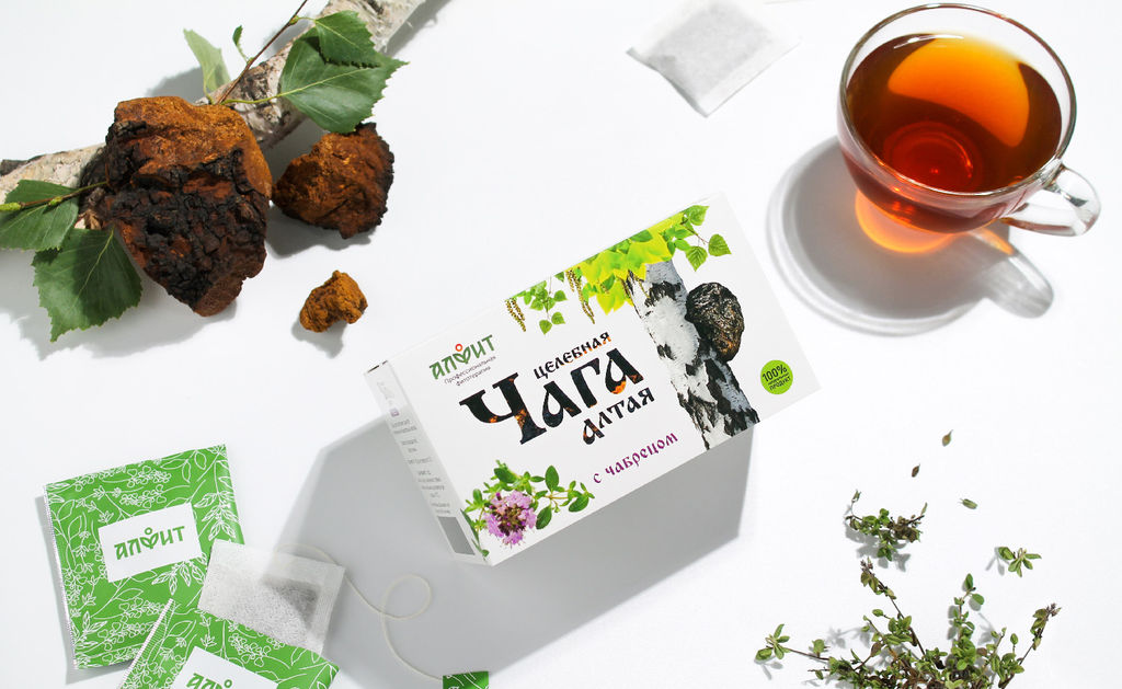 Чайный напиток целебная ЧАГА Алтая с ЧАБРЕЦОМ Алфит 7806