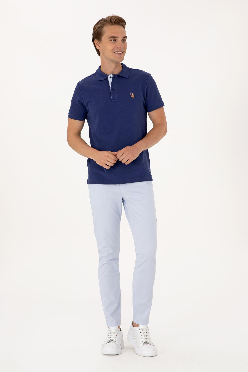 Erkek Slim Fit Polo Yaka A__k Lacivert Basic Ti__rt - U.s. polo assn фото 4