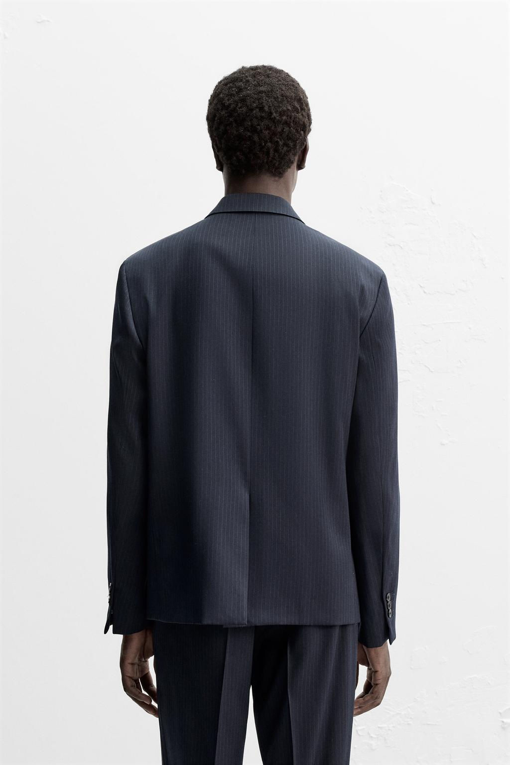 DIPLOMATIC STRIPE DOUBLE-BREASTED SUIT BLAZER - Zara фото 3