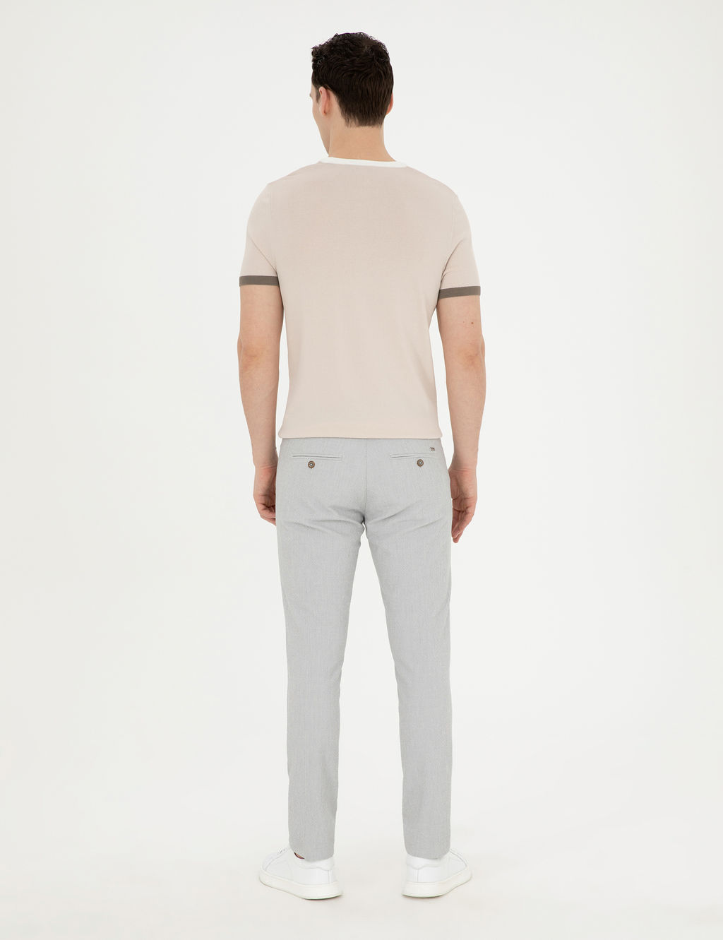 Gri Slim Fit Gofre Ba_c_kl_ Kanvas Pantolon