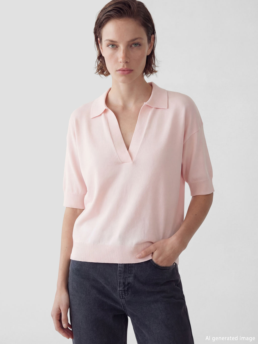 Polo Yaka Oversize Kad?n Triko Kazak