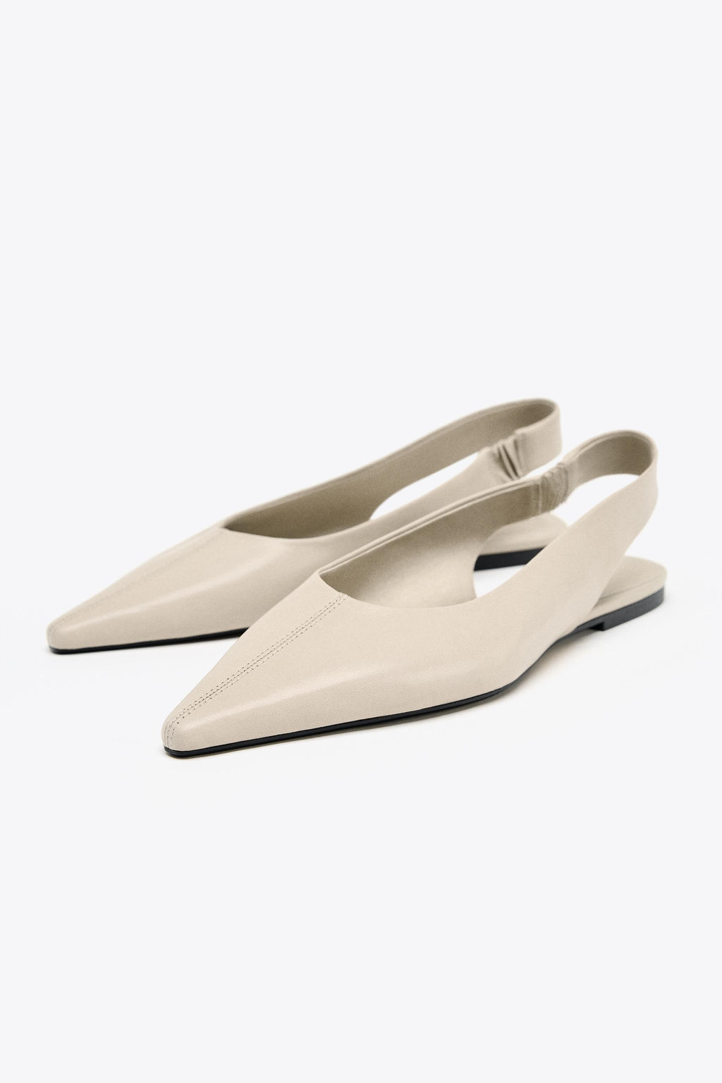 LEATHER SLINGBACK BALLERINA - Zara фото 12