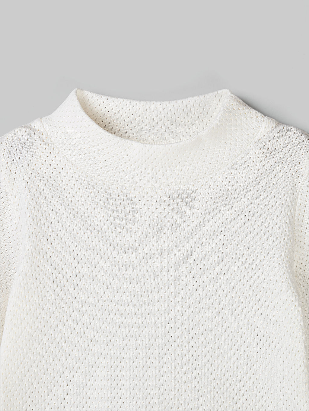 Лонгслив с воротником-стойкой Молоко из ажурного хлопка 0+ - Bungly фото 3