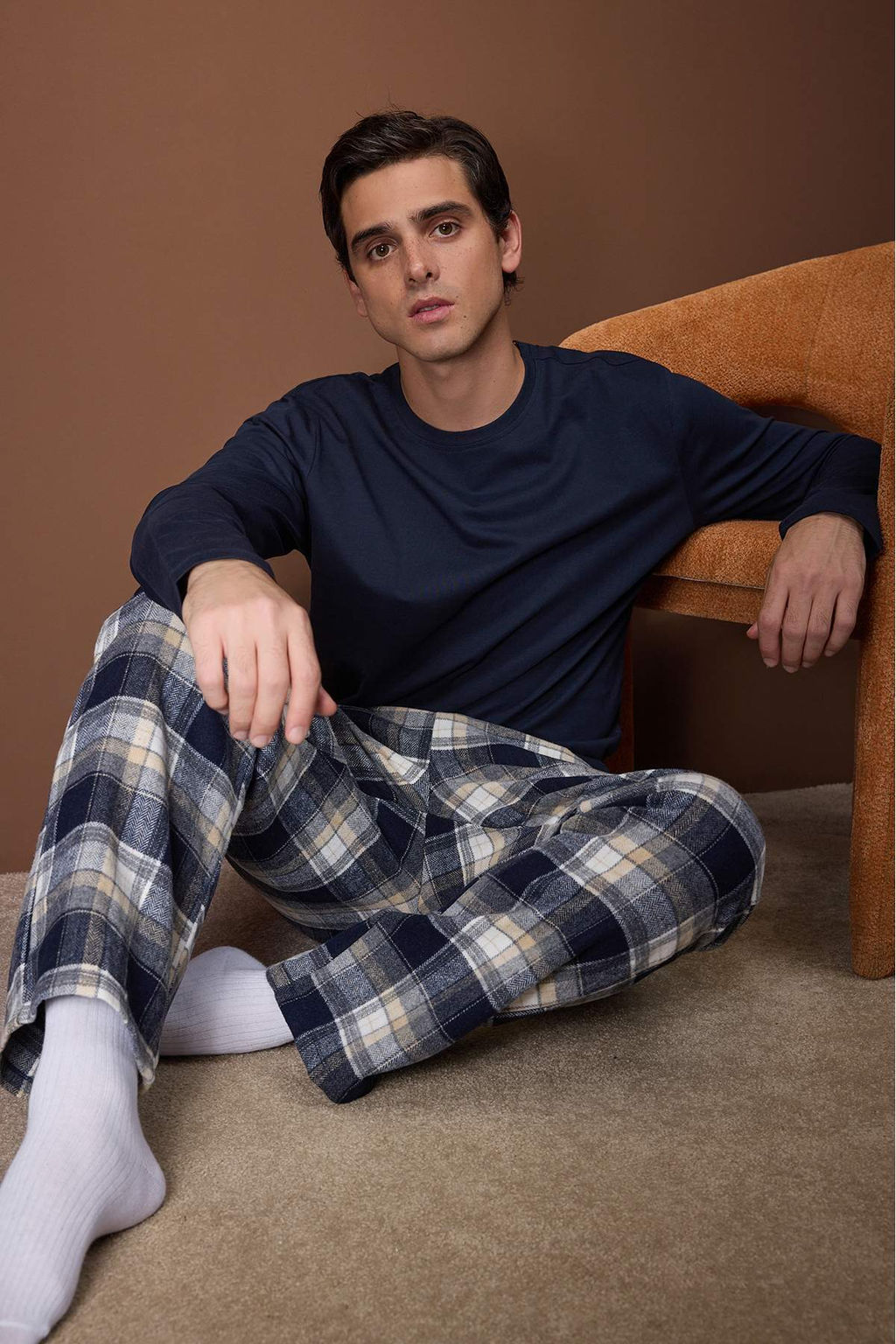 Kahverengi Regular Ekose / Kareli Homewear Pijama Tak?m? TMNAW26PT00061