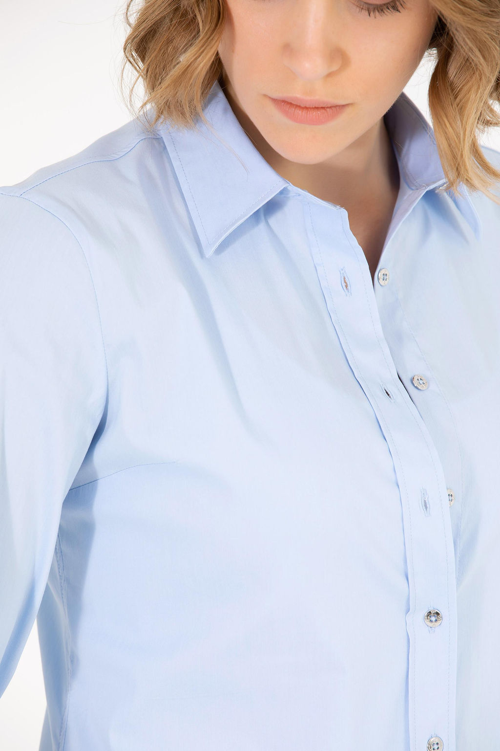 Женская голубая рубашка с длинным рукавом Basic - U.s. polo assn фото 14