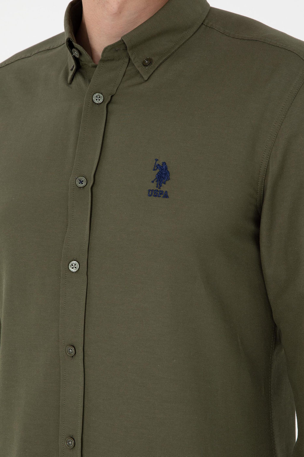 Мужская базовая рубашка цвета хаки с длинным рукавом Неожиданная скидка в корзине - U.s. polo assn фото 7