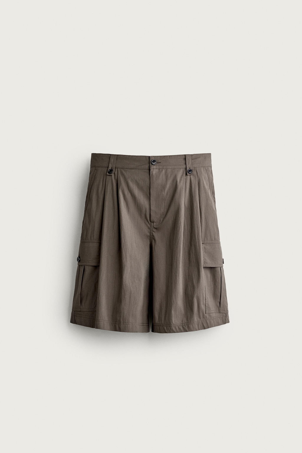 BERMUDA CARGO RELAXED FIT PLIEGUES / Marr?n / Topo - Zara фото 6