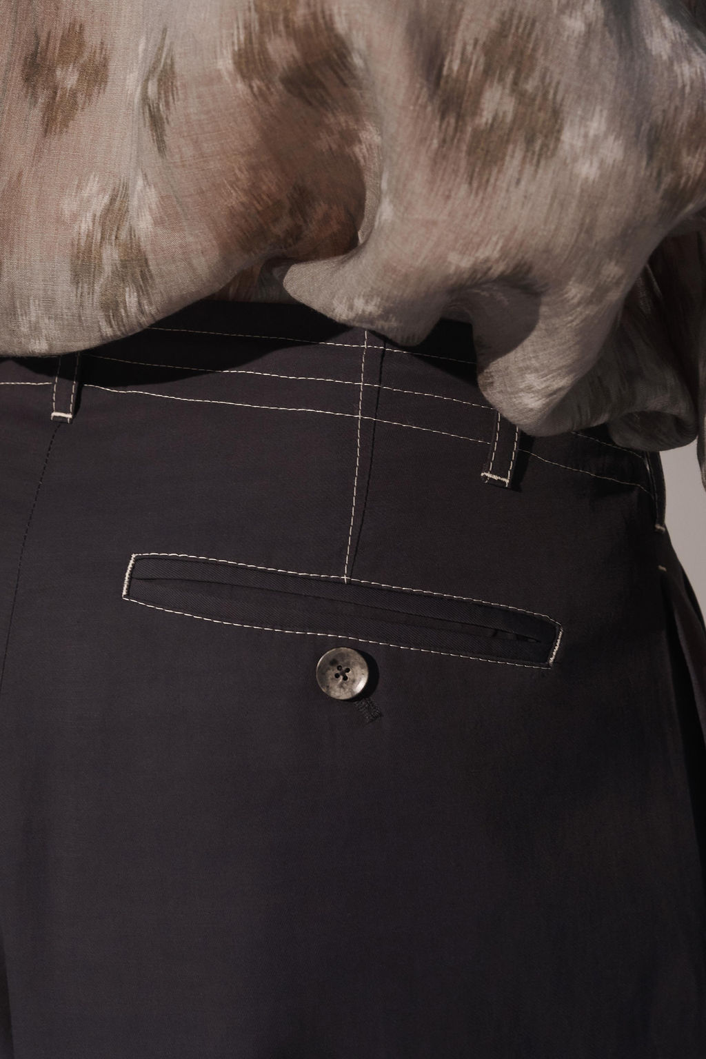 PANTAL?N FLUIDO CORDONES / Marino oscuro - Zara фото 5