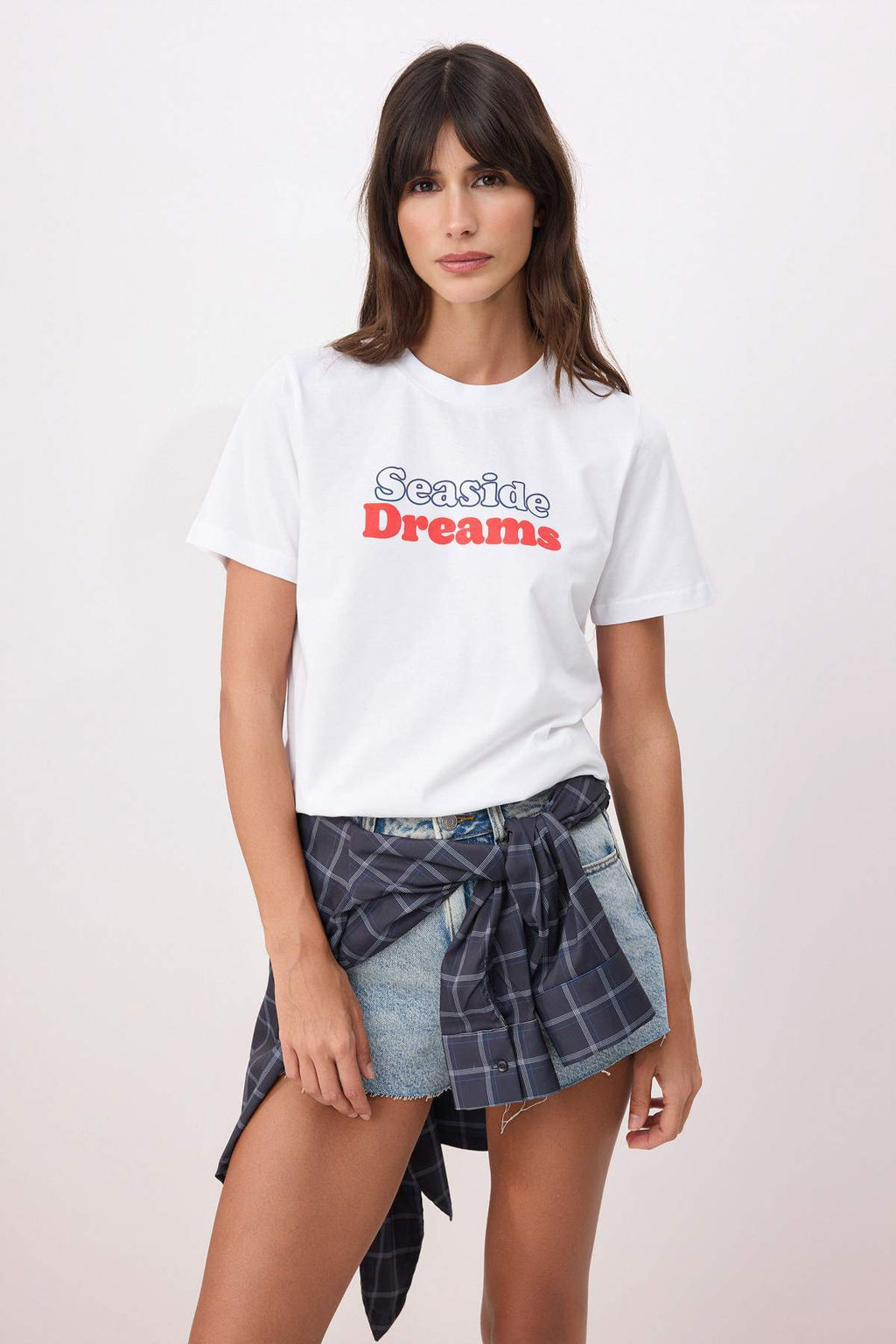 Ekru Slogan Regular/Normal Kal?p Dusuk Kol K?sa Kollu %100 Pamuk Orme T-Shirt TWOSS26TS00178 - Trendyolmilla фото 2