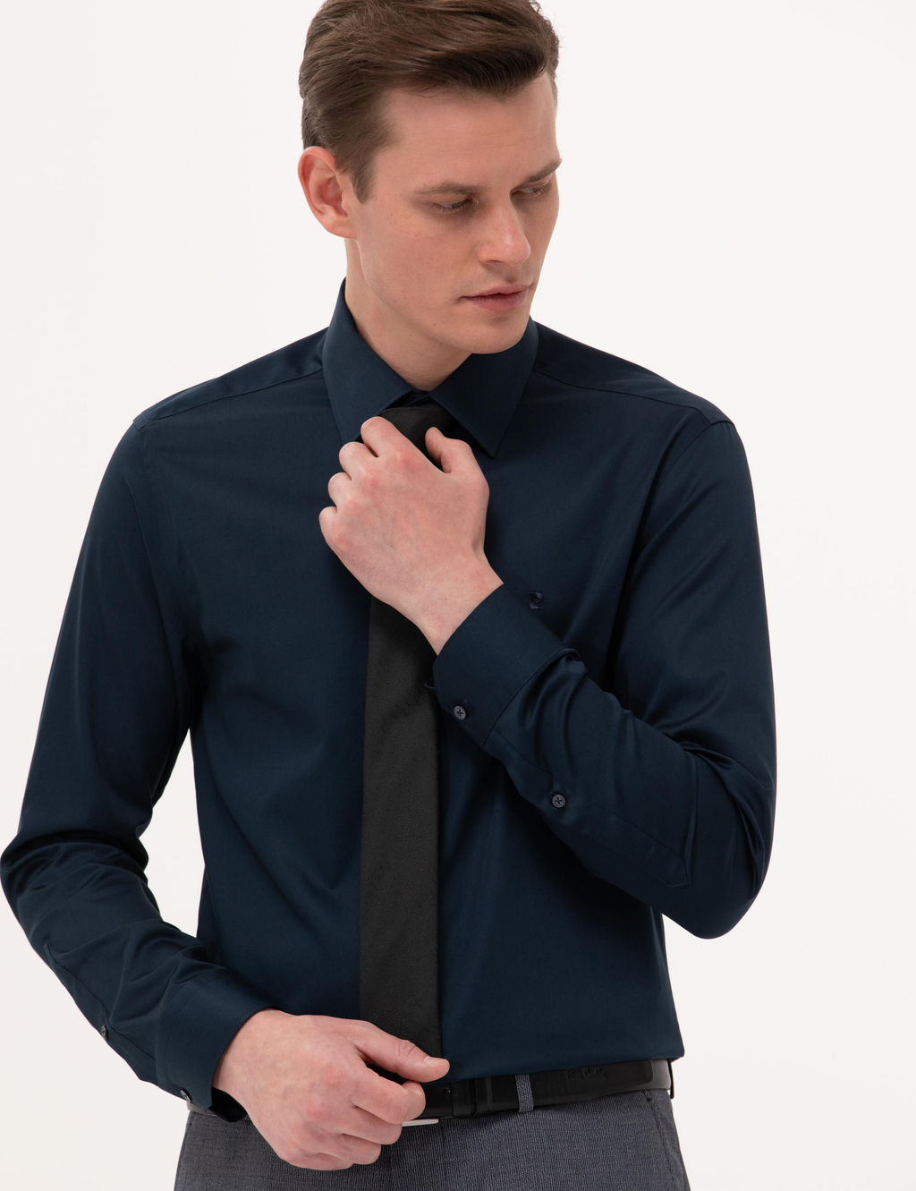 Lacivert Slim Fit Uzun Kollu Klasik G_mlek - Pierre cardin фото 10