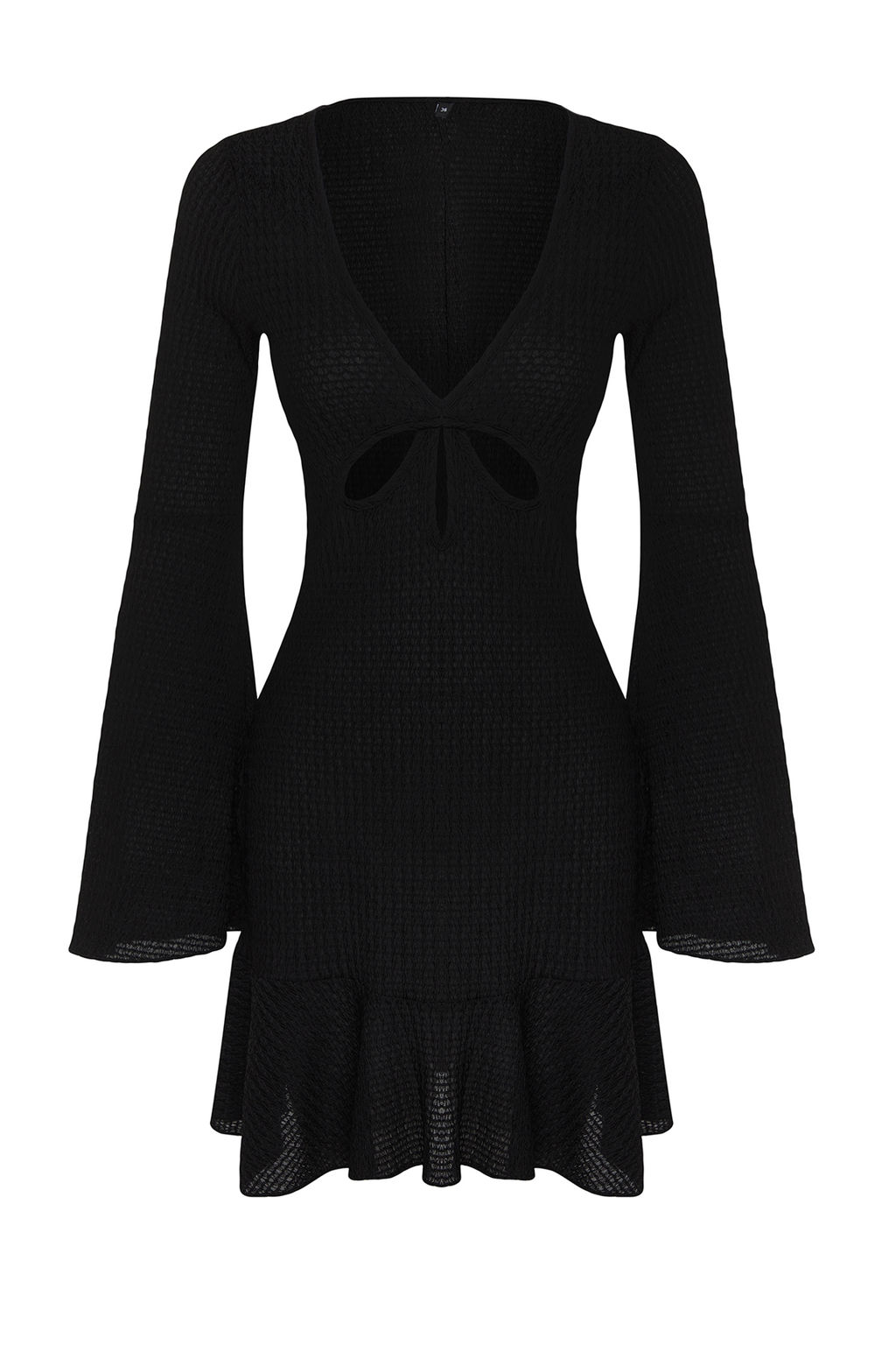 TRENDYOLMILLA Siyah Vucuda Oturan Mini Orme F?rf?rl? Plaj Elbisesi TBESS24EL00003 фото 7