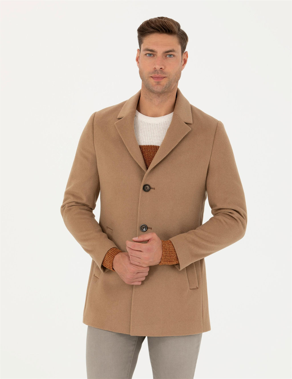 Camel Y_n Kar___ml_ Ekstra Slim Fit Ka_e Kaban