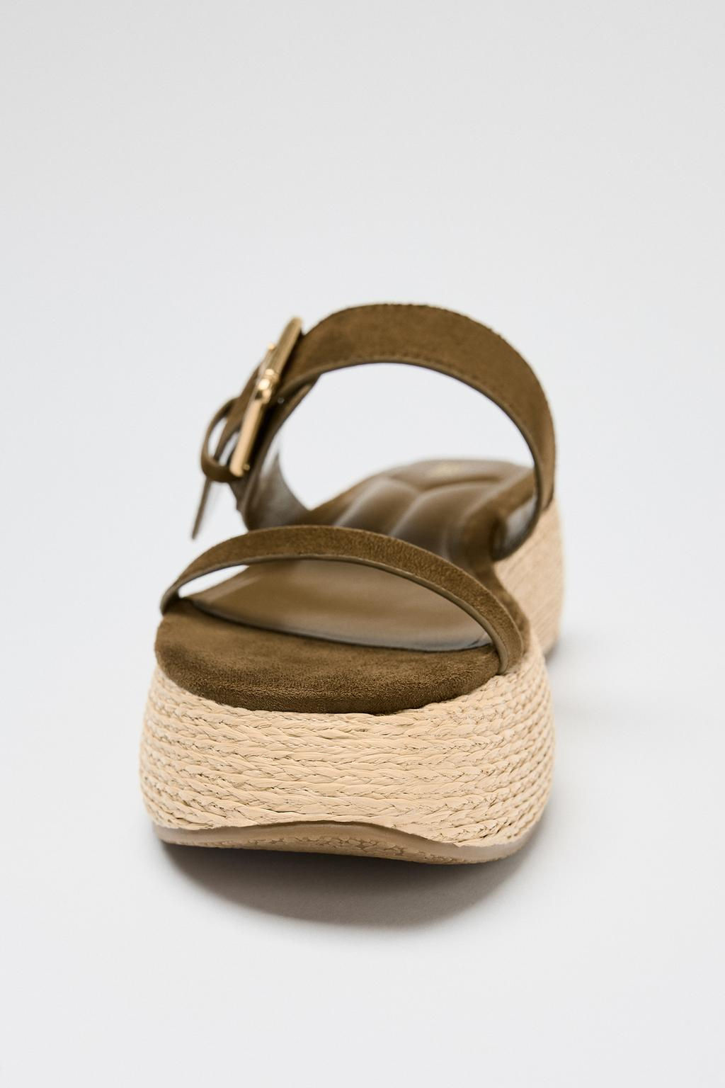 STRAPPY RAFFIA-EFFECT PLATFORM SANDALS - Zara фото 3