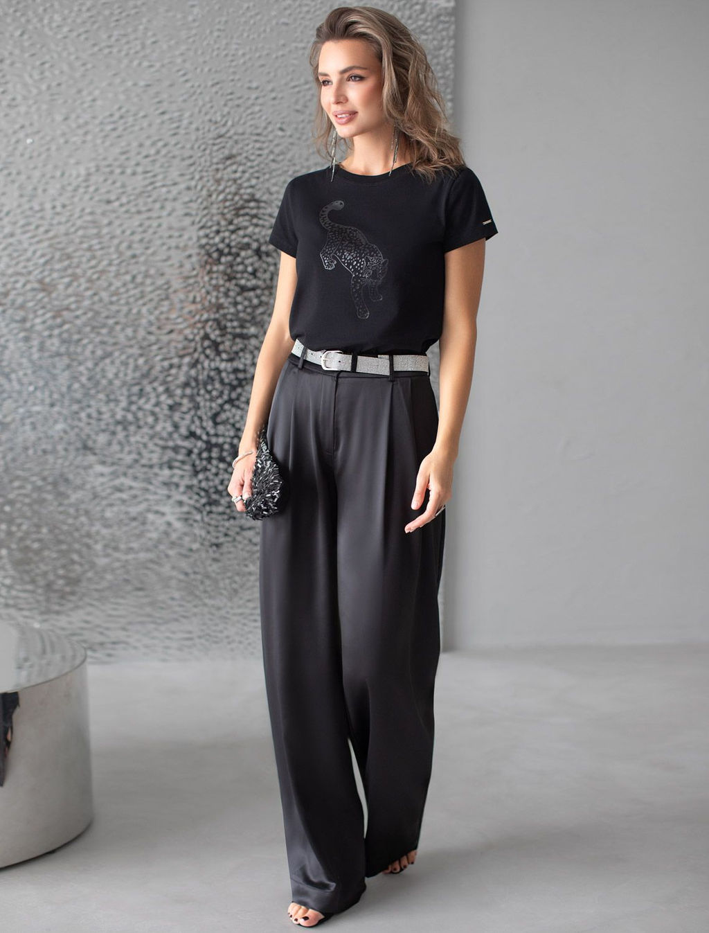 Нарядная футболка с принтом из премиального хлопка с эластаном VILATTE