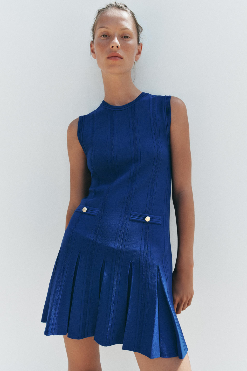 KNIT DRESS WITH BOX PLEATS - Zara фото 12