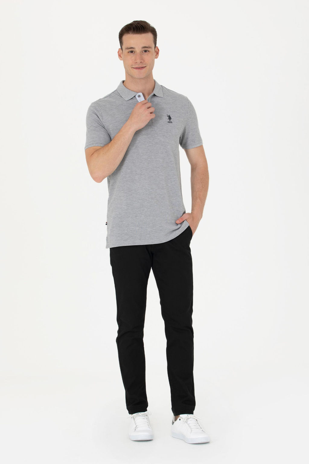 Мужская серая меланжевая базовая футболка - U.s. polo assn фото 4