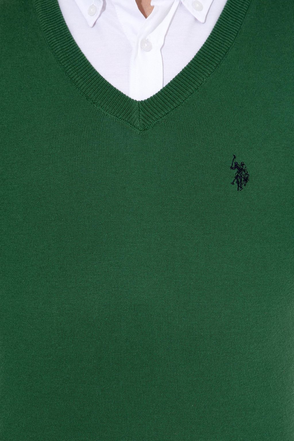 U. S. Polo Assn Мужской зеленый базовый трикотажный свитер с v-образным вырезом - U.s. polo assn фото 6
