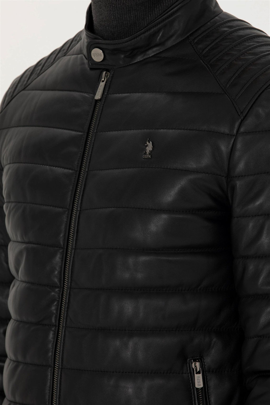 U. S. Polo Assn / Мужская черная кожаная куртка - U.s. polo assn фото 7