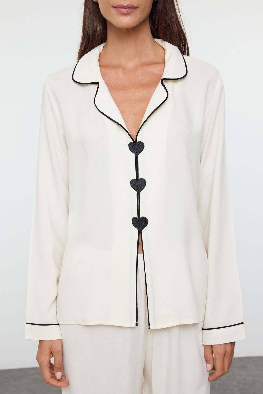 Trendyolmilla Ac?k Mavi Kalpli Biyeli Viskon Dokuma Pijama Tak?m? THMAW25PT00179  фото 17