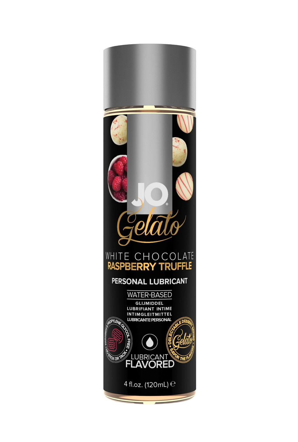 Съедобный лубрикант JO Gelato White Chocolate Raspberry Truffle, белый шоколад и малина, 120 мл