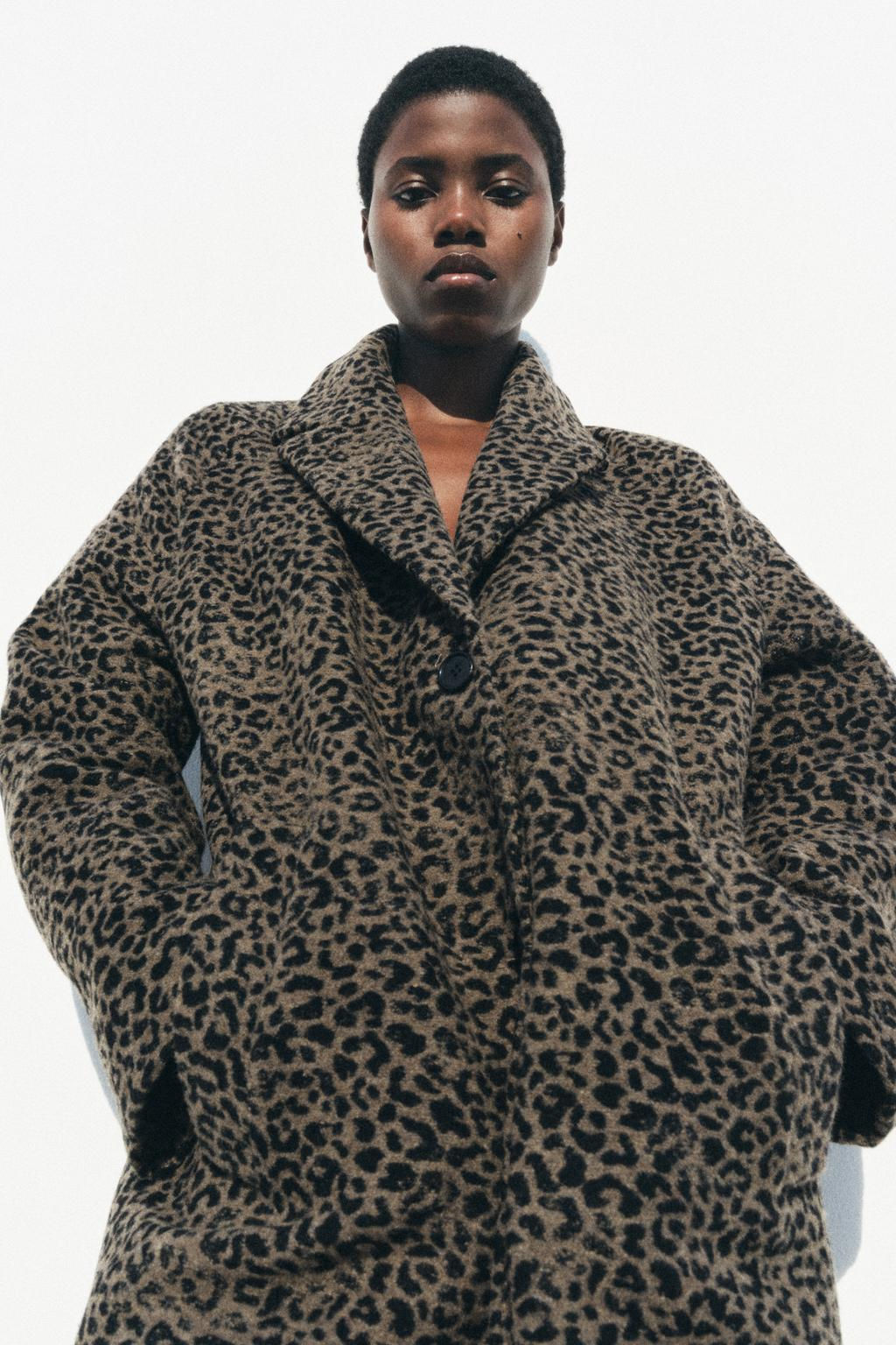 ANIMAL PRINT WOOL BLEND COAT ZW COLLECTION - Zara фото 2