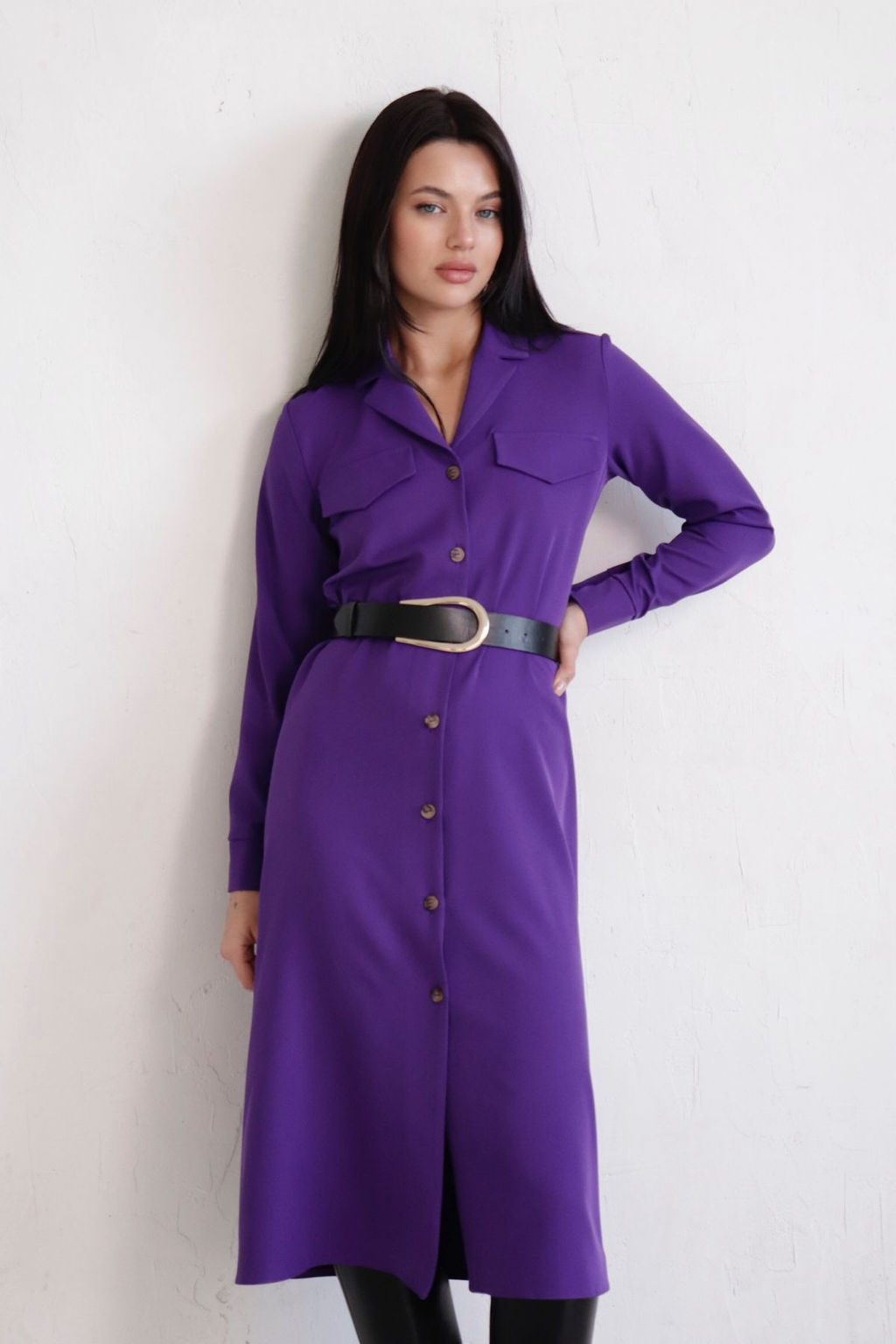 Martichelli Платье-рубашка с английским воротником фиолетовое  фото 9