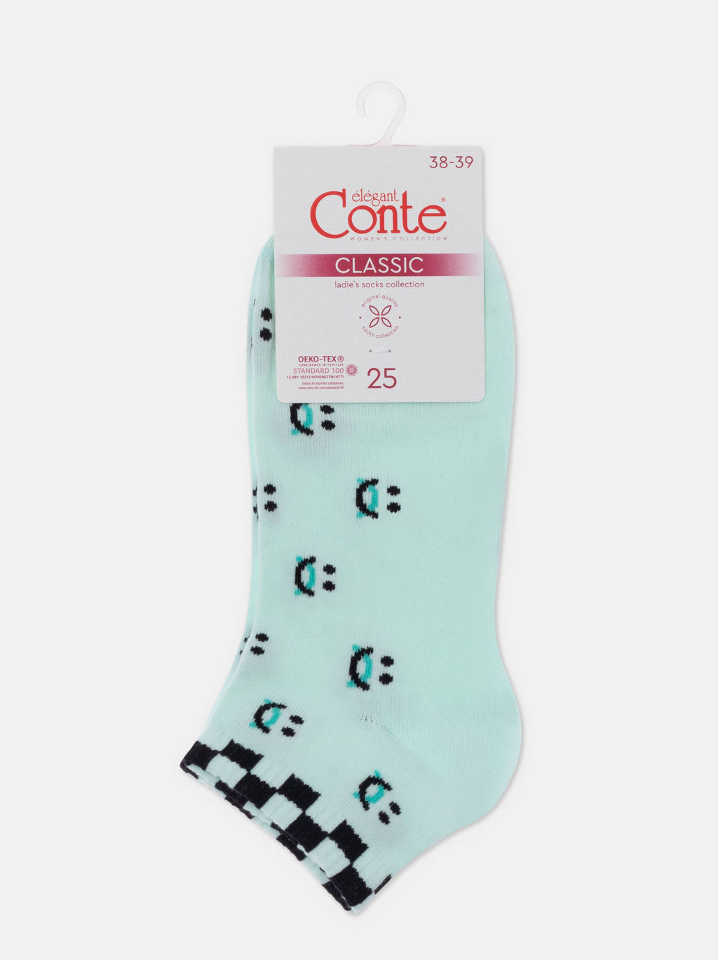 Цена за 2 пары. Носки Короткие CONTE CLASSIC Короткие хлопковые носки бледно-бирюзовый - Conte elegant фото 5