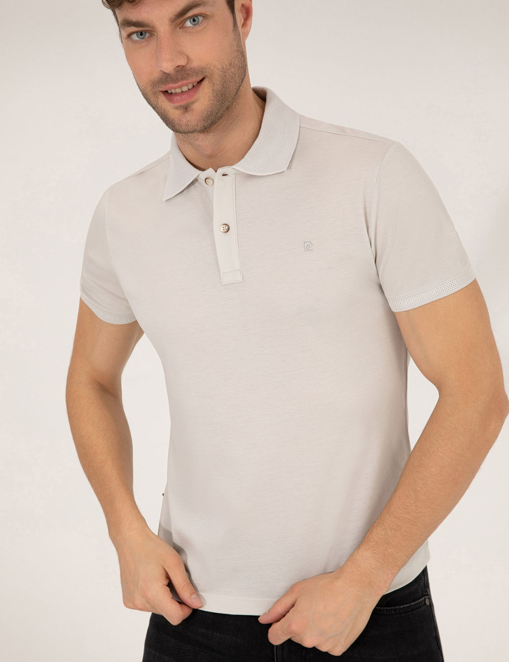 A__k Gri Slim Fit %100 Pamuk Polo Yaka Merserize Ti__rt