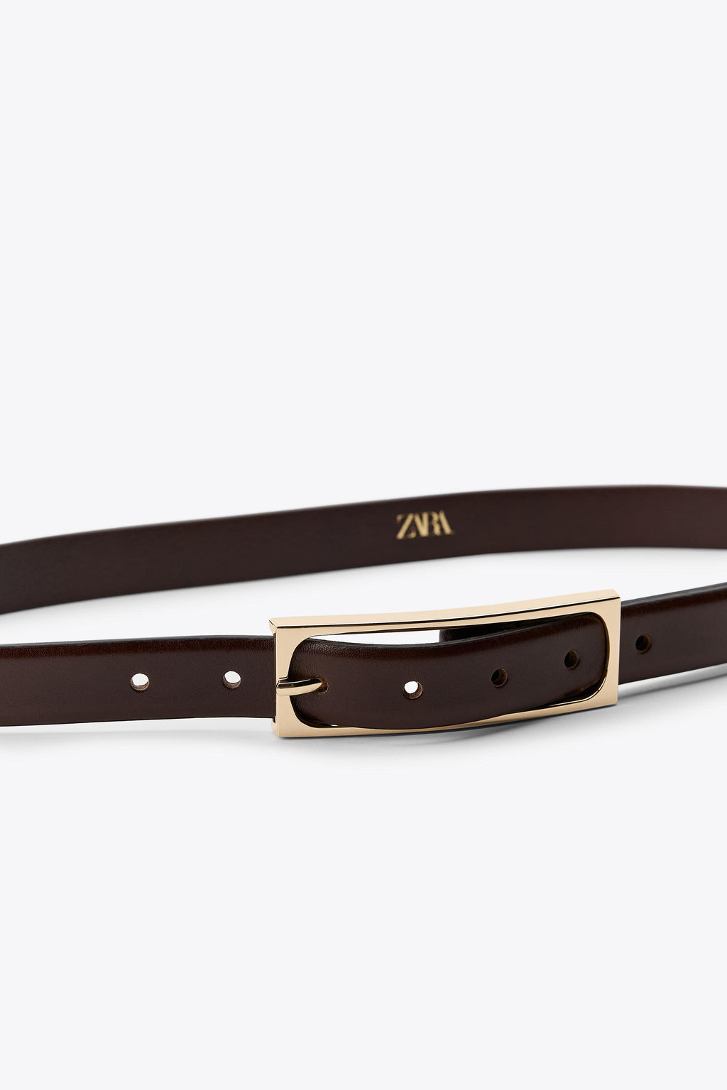 LEATHER BELT WITH RECTANGULAR BUCKLE - Zara фото 3